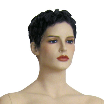 Mannequin femme, cheveux sculptés, bras le long du corps - Mannequins cheveux sculptés-1