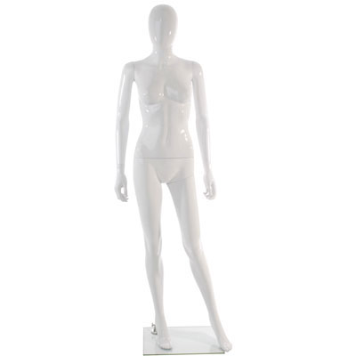 Mannequin femme en plastique finition laquée, bras le long du corps - Mannequins abstraits